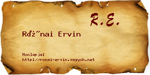 Rónai Ervin névjegykártya